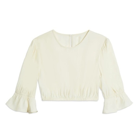 WeWoreWhat Cropped Poplin Top Size Medium, M, Ivory - Picture 2 of 8